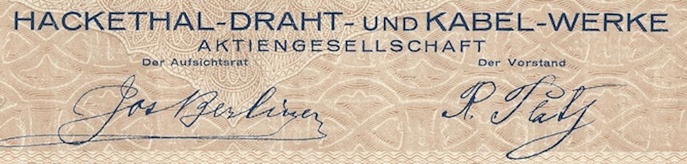 Documenti: Hackethal-Draht- und Kabel-Werke AG, Hannover - 1928 – Usato da Solothurn venduto da Sgasche 1