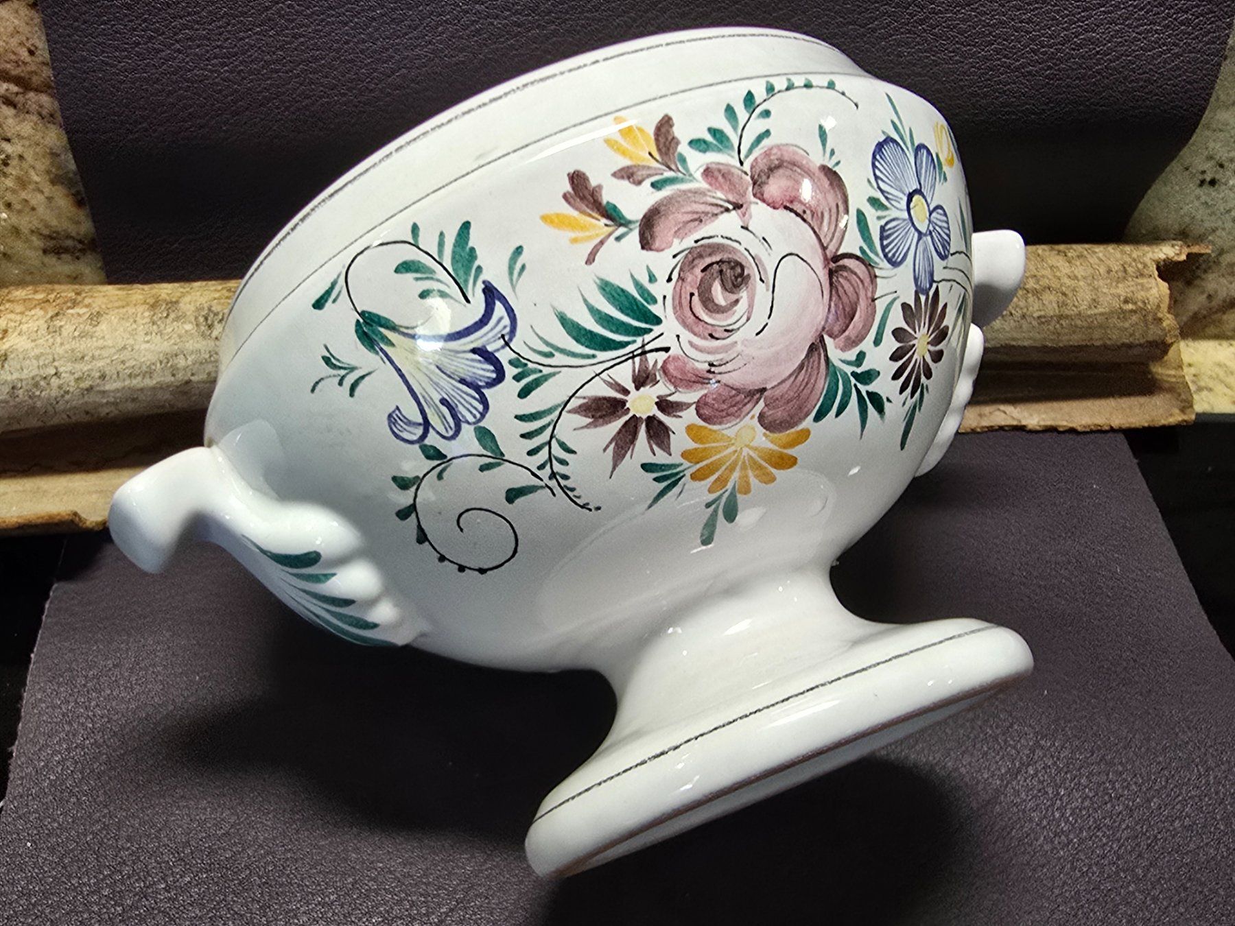 Schalen: Blumen-Suppenterrine, Vintage Keramik, Handbemalt – Gebraucht aus Walkringen von Vanuca 4