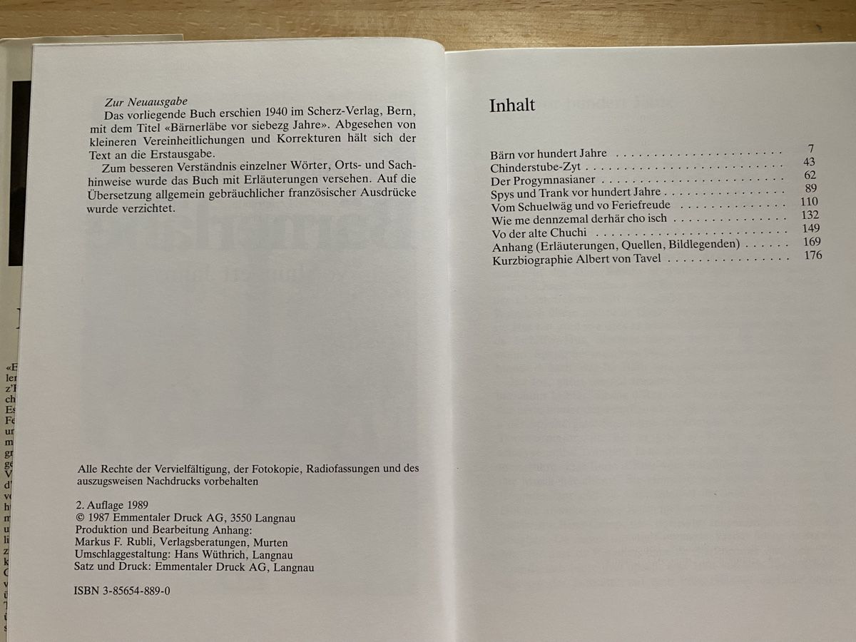Libri: Bärnerläbe vor hundert Jahre - Albert von Tavel – Usato da Schwarzenburg venduto da Michellu 4