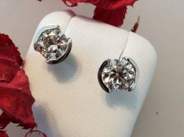 1 P. 950/- Platin Solitär OST echte Brillanten total 1,00ct.
