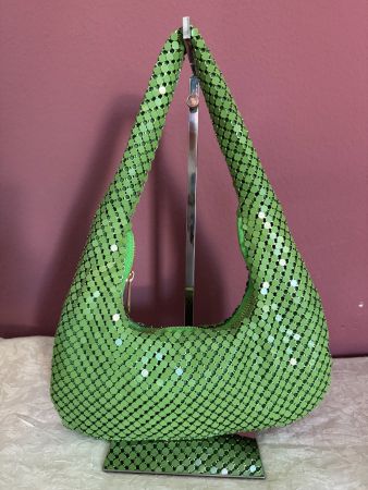Kleine Metallgitter Schulter-/Handtasche grün