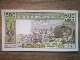IVORY COAST 500 FRS 1983 UNC
