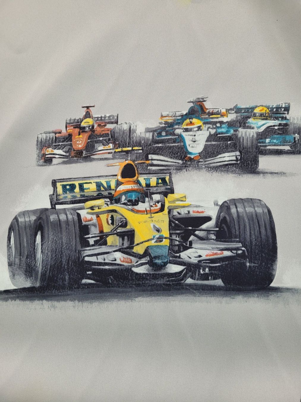 Tessuti: Formel 1 Rennautos Stoff 1.48m x 2m – Nuovo e nell'imballaggio originale da SCHÜBELBACH venduto da CoKaHa 2