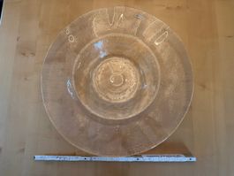 Grosse Schale Glas mit Struktur, Deko-Objekt, Hergiswil