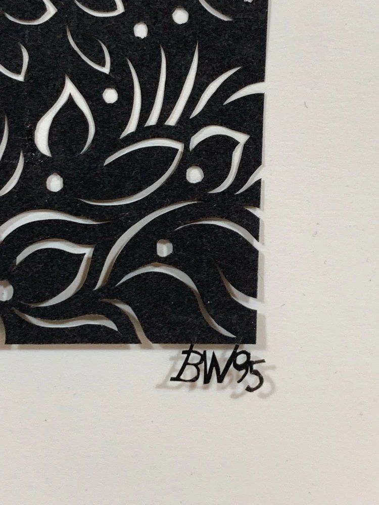 Grafica & Litografie: Scherenschnitt Landschaft mit Bänkli und Hund Monogramm – Usato da Zürich venduto da Mr.Dachboden 1