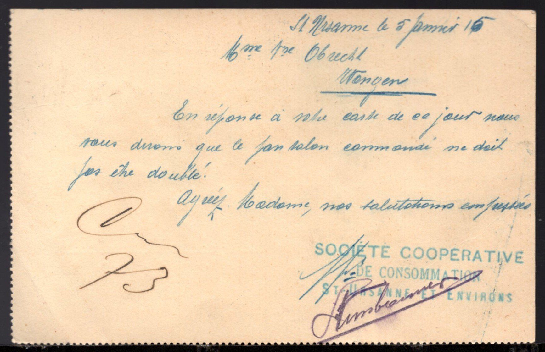 Tutti i francobolli: ST. URSANNE, 5.I.15  Postkarte – Usato da Aarau venduto da kufi44 2
