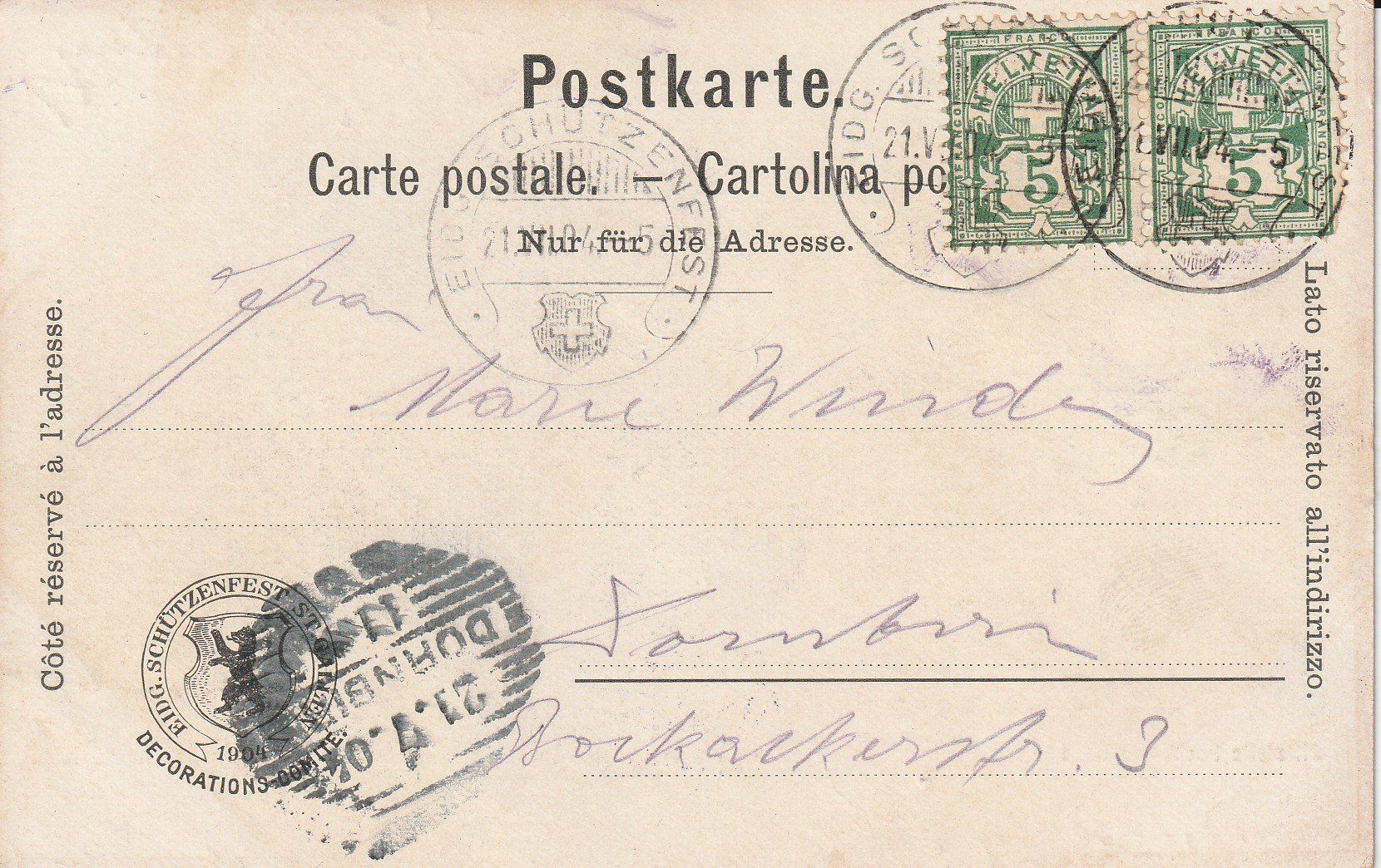 Cartoline postali: Eidg. Schützenfest St. Gallen 1904 – Usato da Crémines venduto da clifden92 1