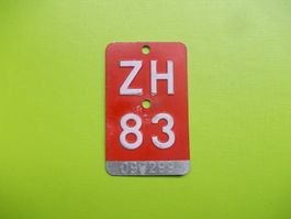 Velonummer / Fahrradnummer ZH 83