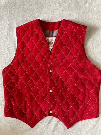 Gilet rouge en cuir style western en suédine taille M 
