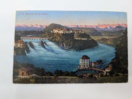 Postkare Ansichtskarte Rheinfall und die Alpen