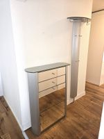 GARDEROBEN SET-Spiegel Kommode aus silberne Aluminium+Glas