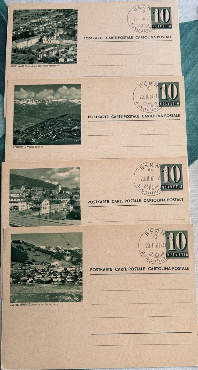 Tous les timbres: 4 Bildpostkarten ET 20.2.61 – D'occasion à Horw par Tellbub