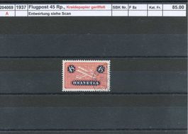 1937 Flugpost - 45 Rp., Kreidepapier geriffelt, gestempelt