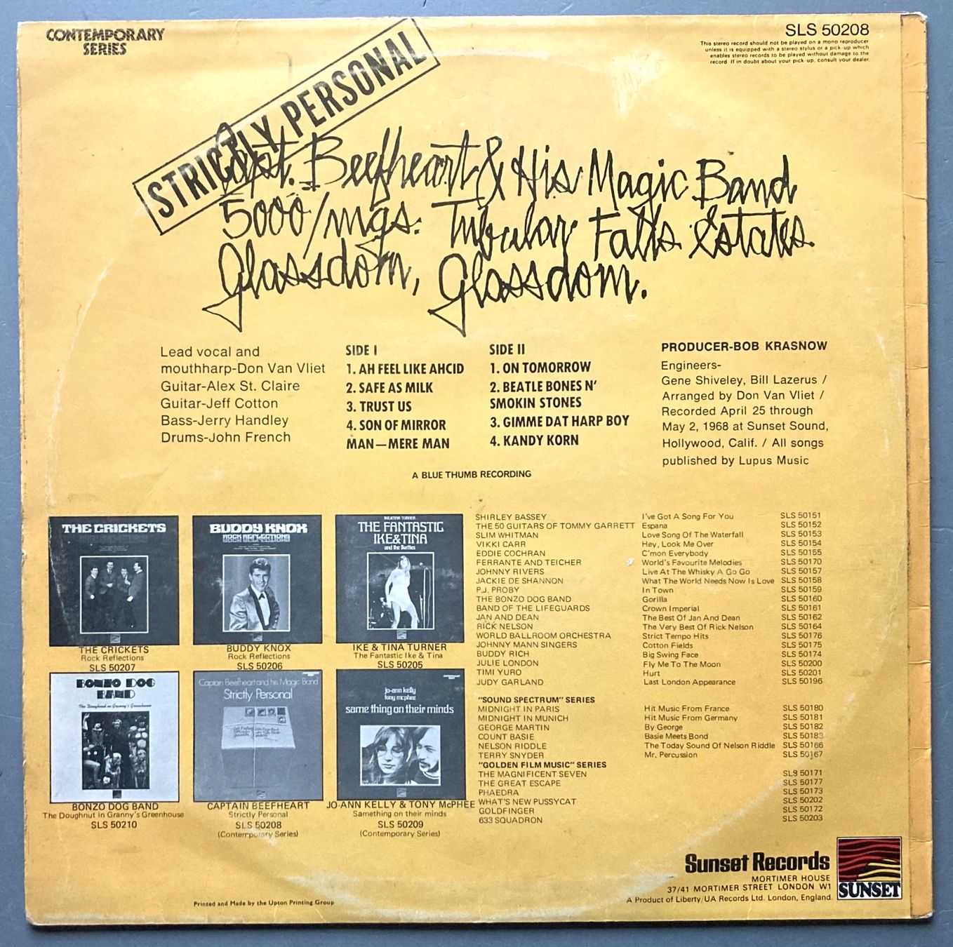 Dischi in vinile: CAPTAIN BEEFHEART AND HIS MAGIC BAND - STRICTLY PERSONAL – Usato da Poliez-Pittet venduto da Newtown-Records 1