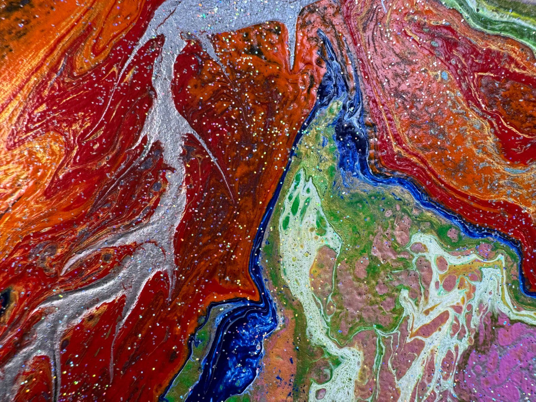 Gemälde: Acryl-Flüssigmalerei, Dreieck – Gebraucht aus Schlieren von MayaSheng1983 1