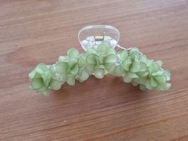 Haarklammer mit grünen Blumen - 12cm neu