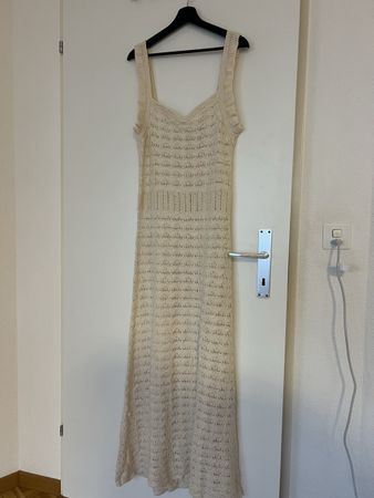 Sommerliches Oasis Baumwoll-Strickkleid in Beige, Grösse L