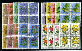 Pro Juventute Viererbl. Jahre 1974-1977 gest. (Y270)