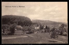 AK Melchnau, Kirche und Pfarrhaus mit Umgebung
