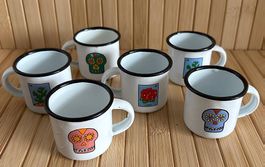 6 Espressotassen aus Mexiko, Email, Tasse