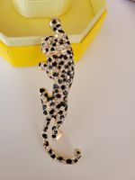 Superbe Broche Panthère – Dorée, Strass & Émail