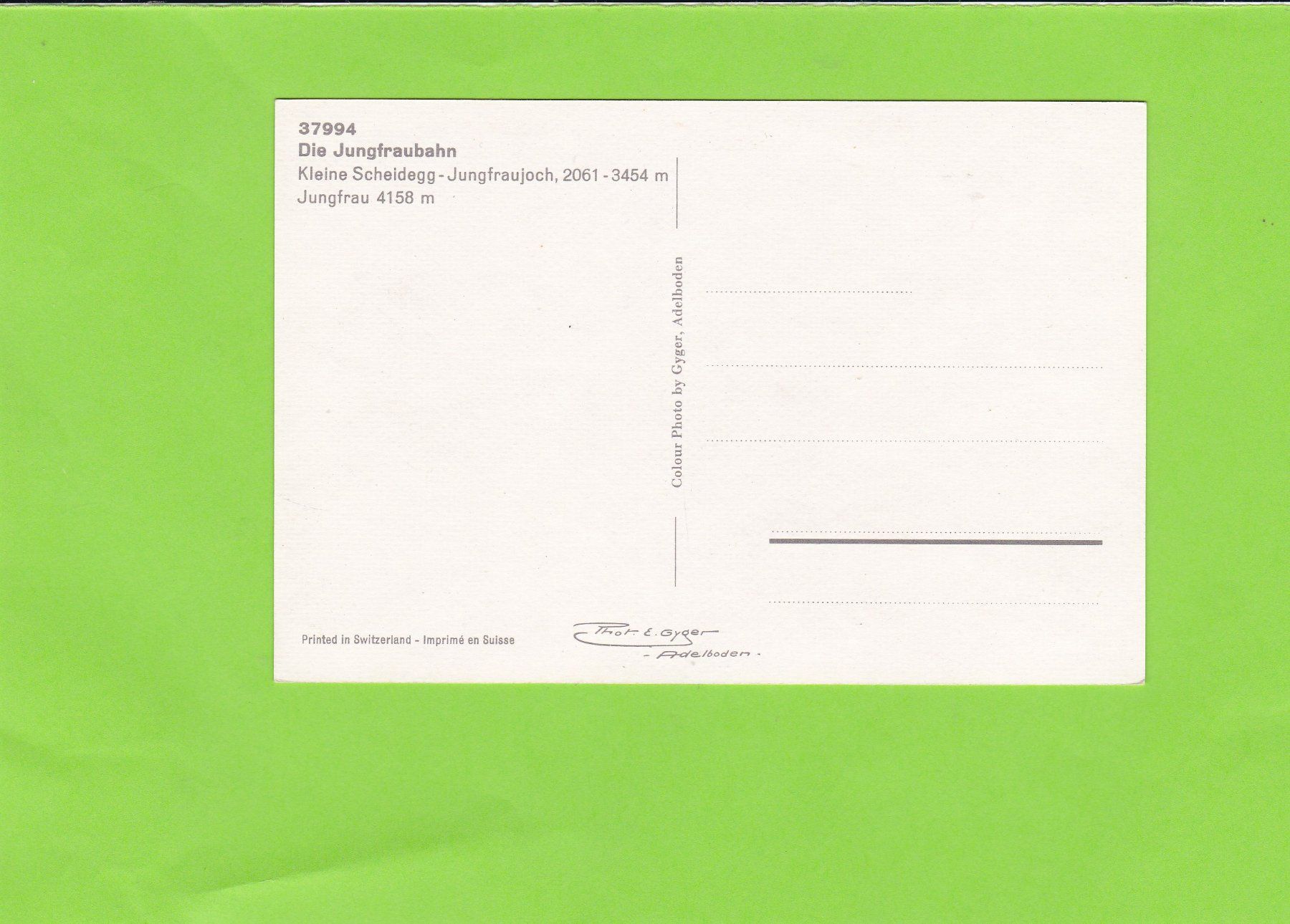 Cartoline postali: Die Jungfraubahn – Usato da St. Peterzell venduto da neckertal 1