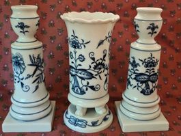 Meissen Porzellan Vase und Kerzenständer Zwiebelmuster