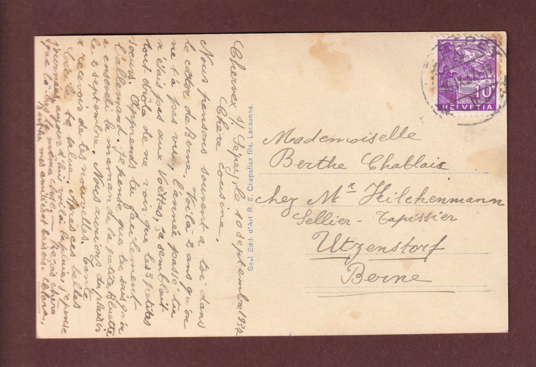 Ansichtskarten: LE SEPEY - 1937 – Gebraucht aus Pully von nicecards-shop 1