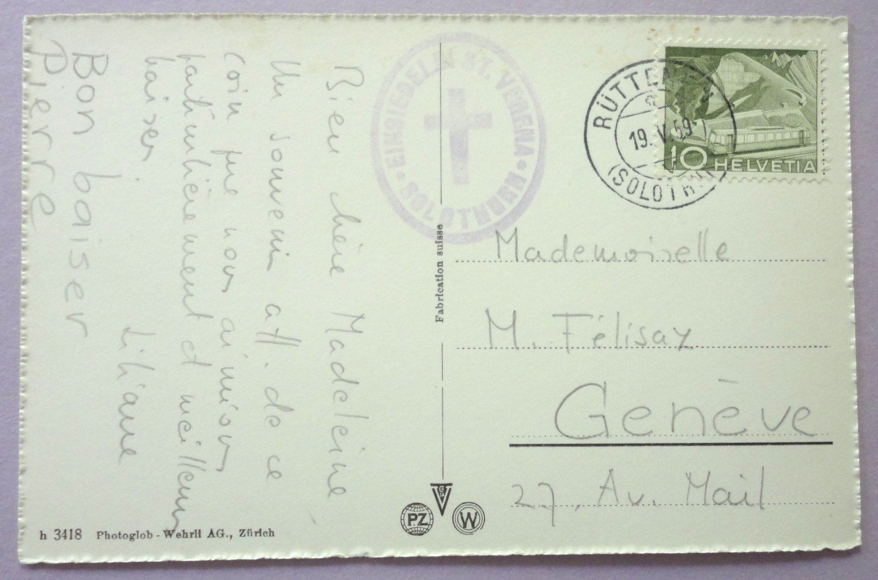 Cartes postales: Solothurn, Einsiedelei – D'occasion à Fétigny par Billy2miny 1