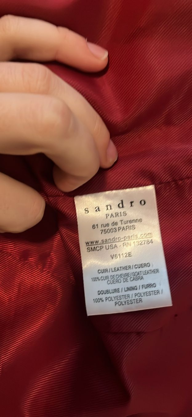 Sandro Giacche: Red Sandro Paris Leather Jacket Gr.36 – Usato da Zürich venduto da AlineCr 5