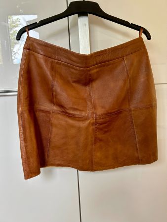 Cognac Leder Minirock AP Gr. 40 – Herbst/Winter