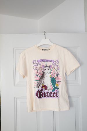 T-Shirt mit Aufschrift "Gucci Art Cat"