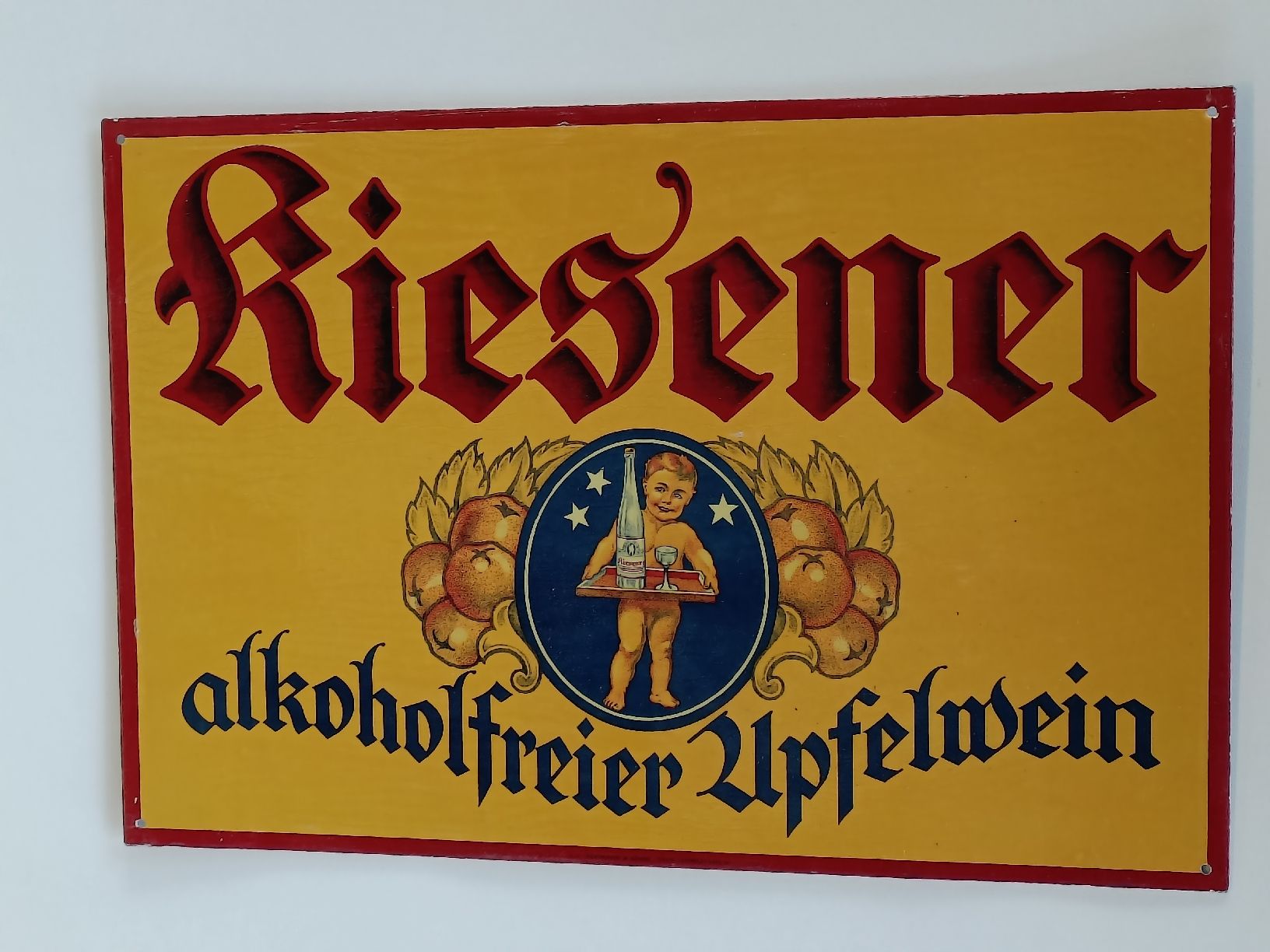 Insegne: Altes Werbe Blech Schild / Kiesener Apfelwein ca. 1930 – Usato da Brugg AG venduto da Ente015