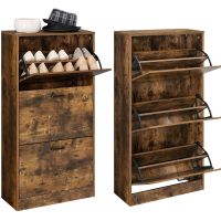 3 Klappen Schuhkipper Schuhschrank Schuhregal Braun