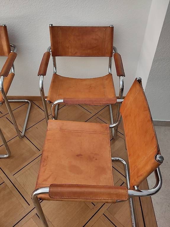 Sedie: 4 Chaises design vintage en cuir véritable – Usato da Lausanne venduto da heyval 2