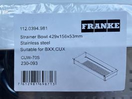 Franke Siebschale 429x156x53mm, Edelstahl - Neu & OVP!