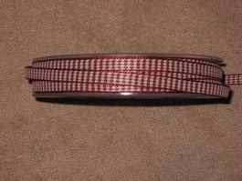 Karoband bordeaux / ecru 6mm breit
