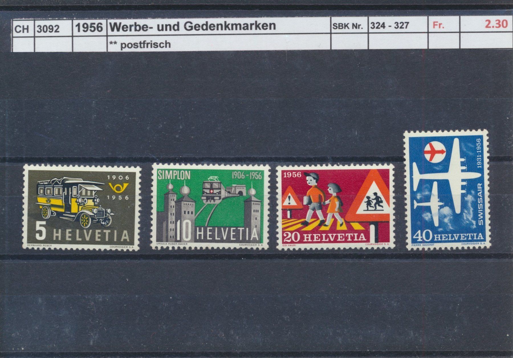 Tutti i francobolli: 1956 Werbe- und Gedenkmarken, ** postfrisch – Nuovo (secondo la descrizione) da Winterthur venduto da Zupogeru