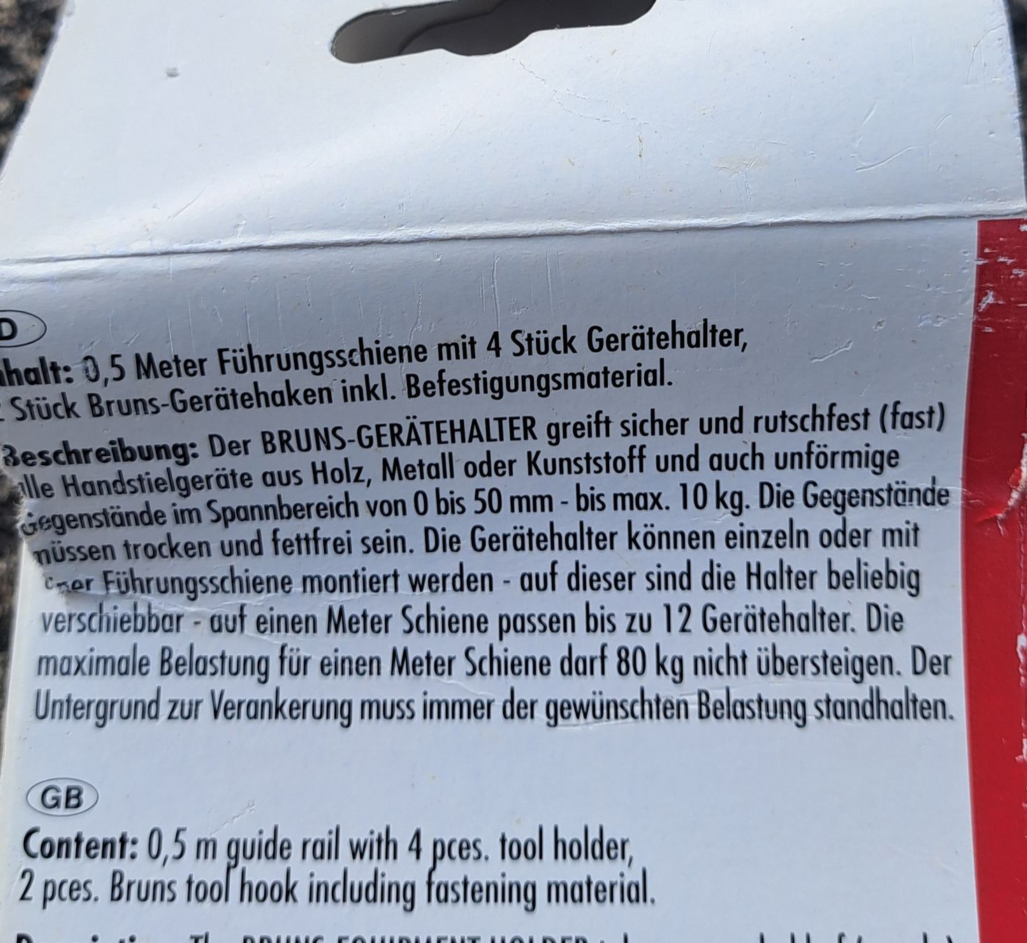 Supporti a parete: BRUNS Geräthalterung 0.5m Schiene mit 4 Haltern neu – Usato da Kriegstetten venduto da Jakasi 3