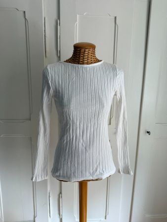 OPUS - Langarmshirt weiss gestreift 40