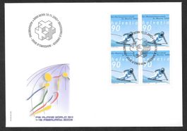 FDC 1068 Viererblock Ski WM St. Moritz ET Bern 19.11.2002