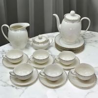 Service à thé complet BOSCO en porcelaine fine – 21 pièces