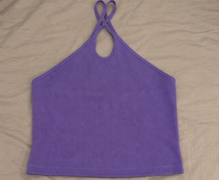 Damen Oberteil lila Neckholder gerippt gebraucht