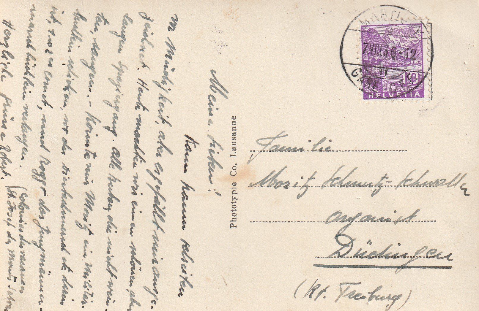 Cartoline postali: AK Salvan - gel. 7.8.1936 – Usato da Fribourg venduto da schnalla92 1