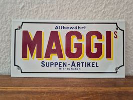 Emailschild Maggi's Suppen Maggi Logo Emaille Schild Reklame