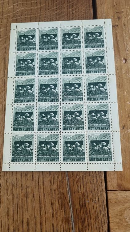 Tutti i francobolli: 1939/1940 Bogen MOT.KAN.ABT.25 – Usato da Arni AG venduto da Moth68