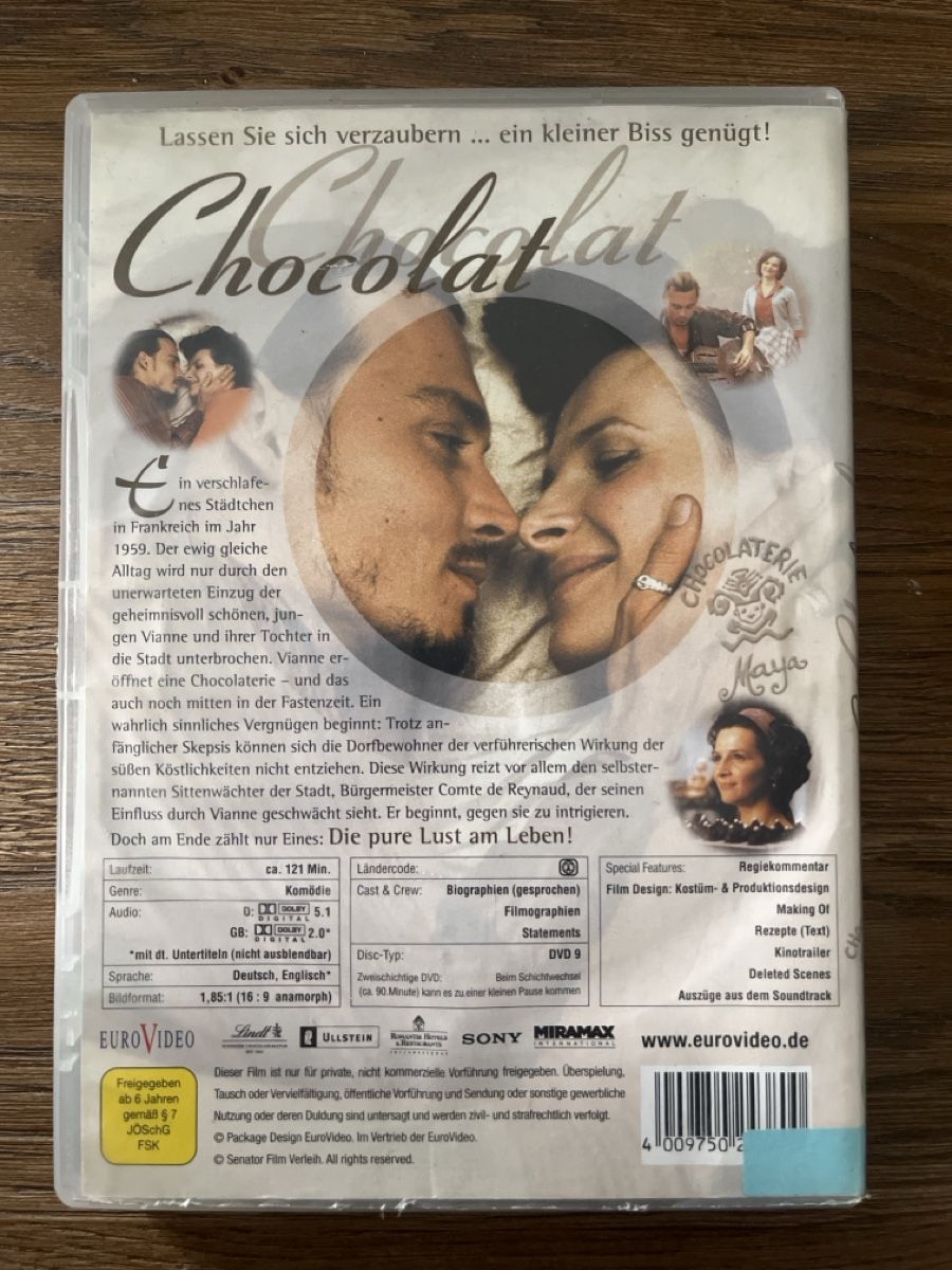 Tutti i DVDs: DVD Chocolat - Ein Hauch von Suesse mit Johnny Depp – Usato da Glarus venduto da Greenday 1