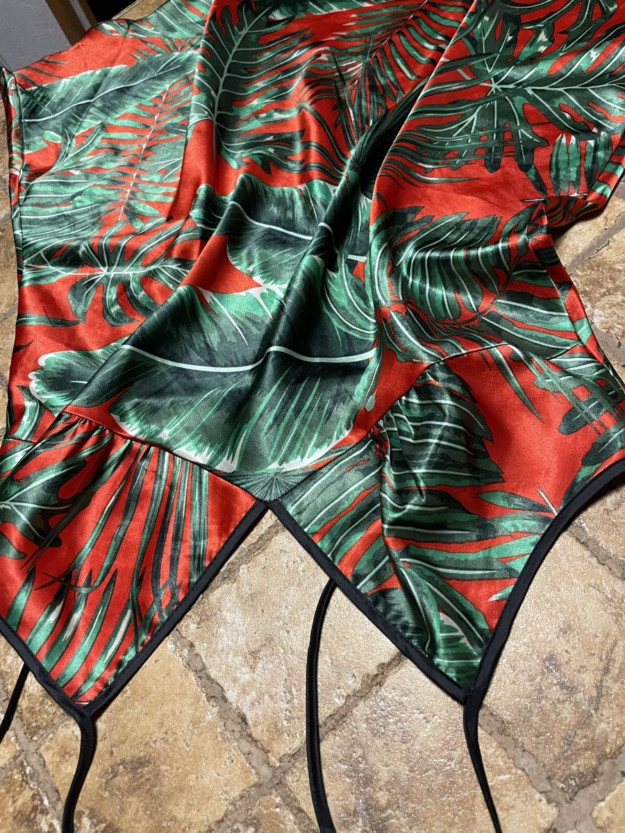 Negligees & Pigiami: Chic Tropicale: Abito da notte di raso-Tg.L-Rosso e Verde – Nuovo (secondo la descrizione) da Gordevio venduto da LanaZimm 4