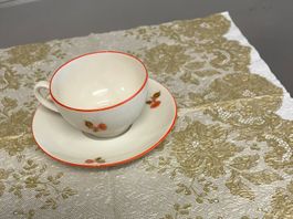 Tasse mit Unterteller, Blumenmuster, Schirnding Bavaria 1163