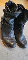 Damen Stiefel Leder Grösse 37 mit Reissverschluss dunkelgrau